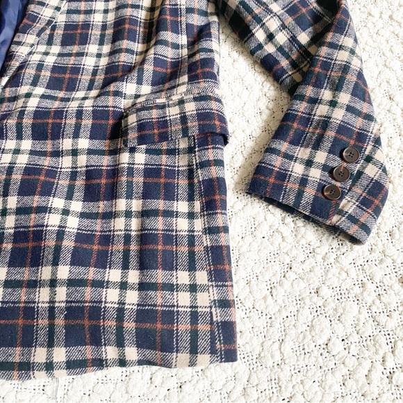 Six/Fifty Lush Plaid Blazer Flannel Multi Tan Navy Green Rust Large - Picture 6 of 12